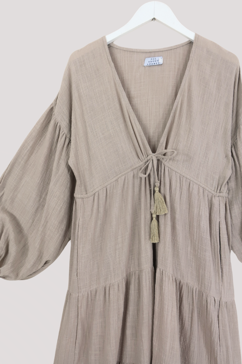 Gypsophila Midi Dress in Stone by All About Audrey