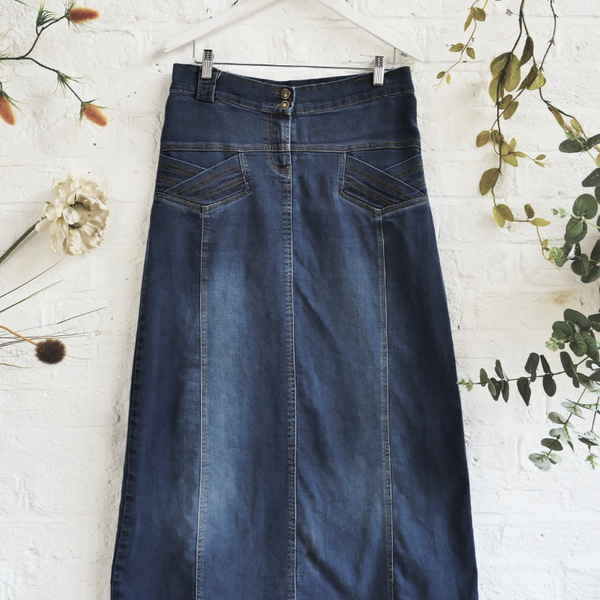 スカート Evelyn Long Denim Skirt VINTAGE BLUE Amazon.com: Long Denim Skirts for Women Split Front High