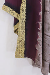 Honey Mini Dress - Embroidered Marbled Mauve - Vintage Indian Sari - Free Size