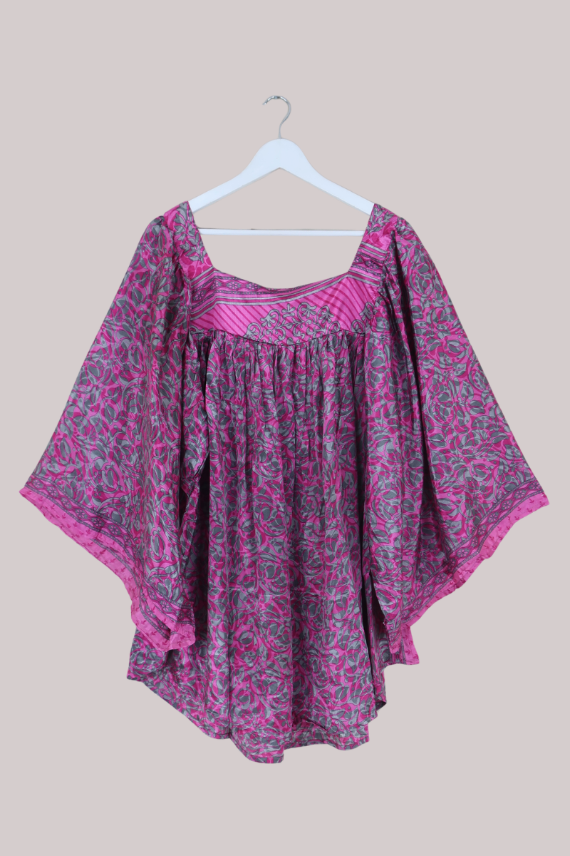 Honey Top in Flamingo & Silver Crawling Vines - Free Size