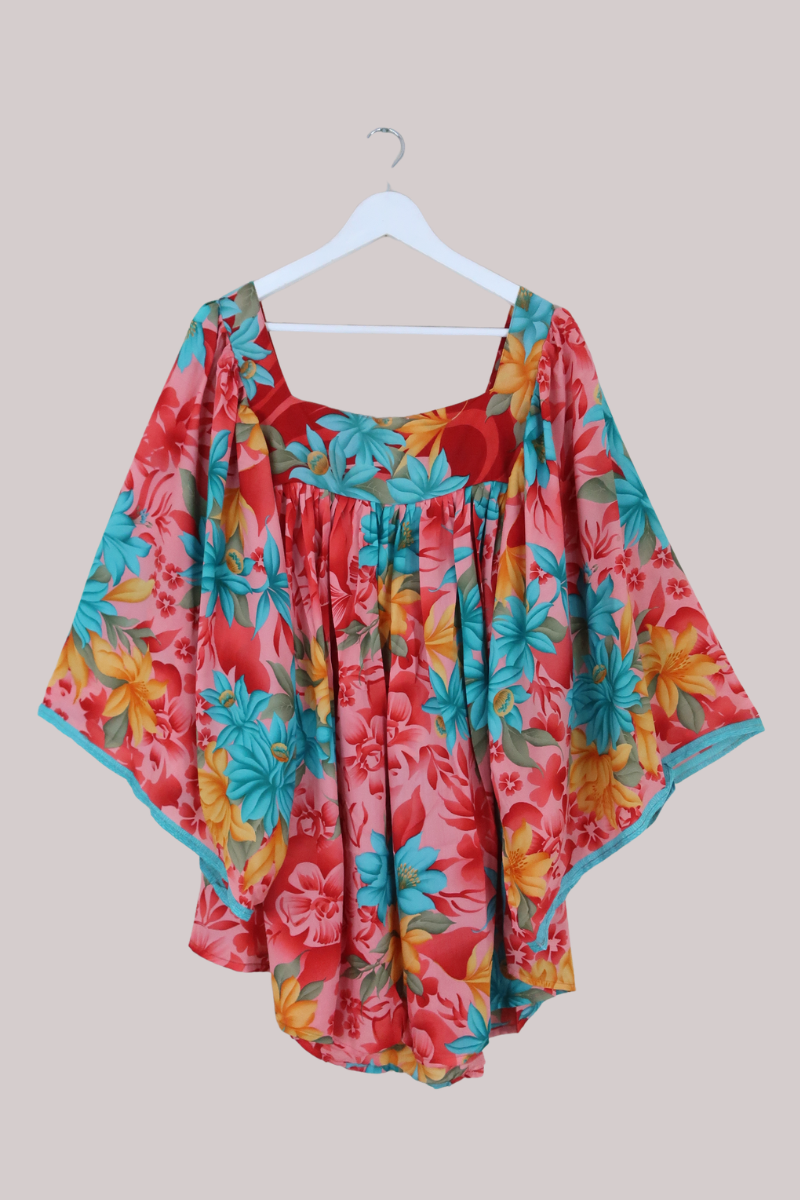 Honey Top in Tropical Coral Florals - Free Size