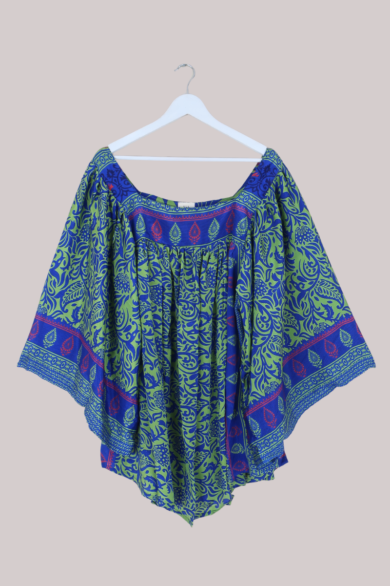 Honey Top in Vintage Lime & Sapphire - Free Size