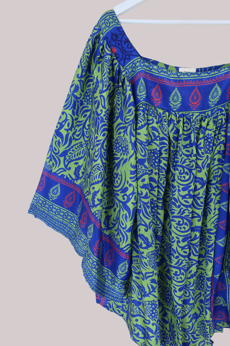 Honey Top in Vintage Lime & Sapphire - Free Size