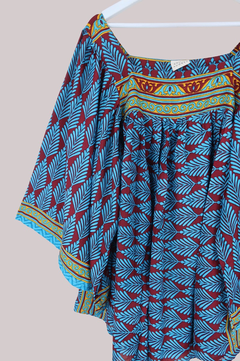 Honey Top in Burgundy & Blue - Free Size