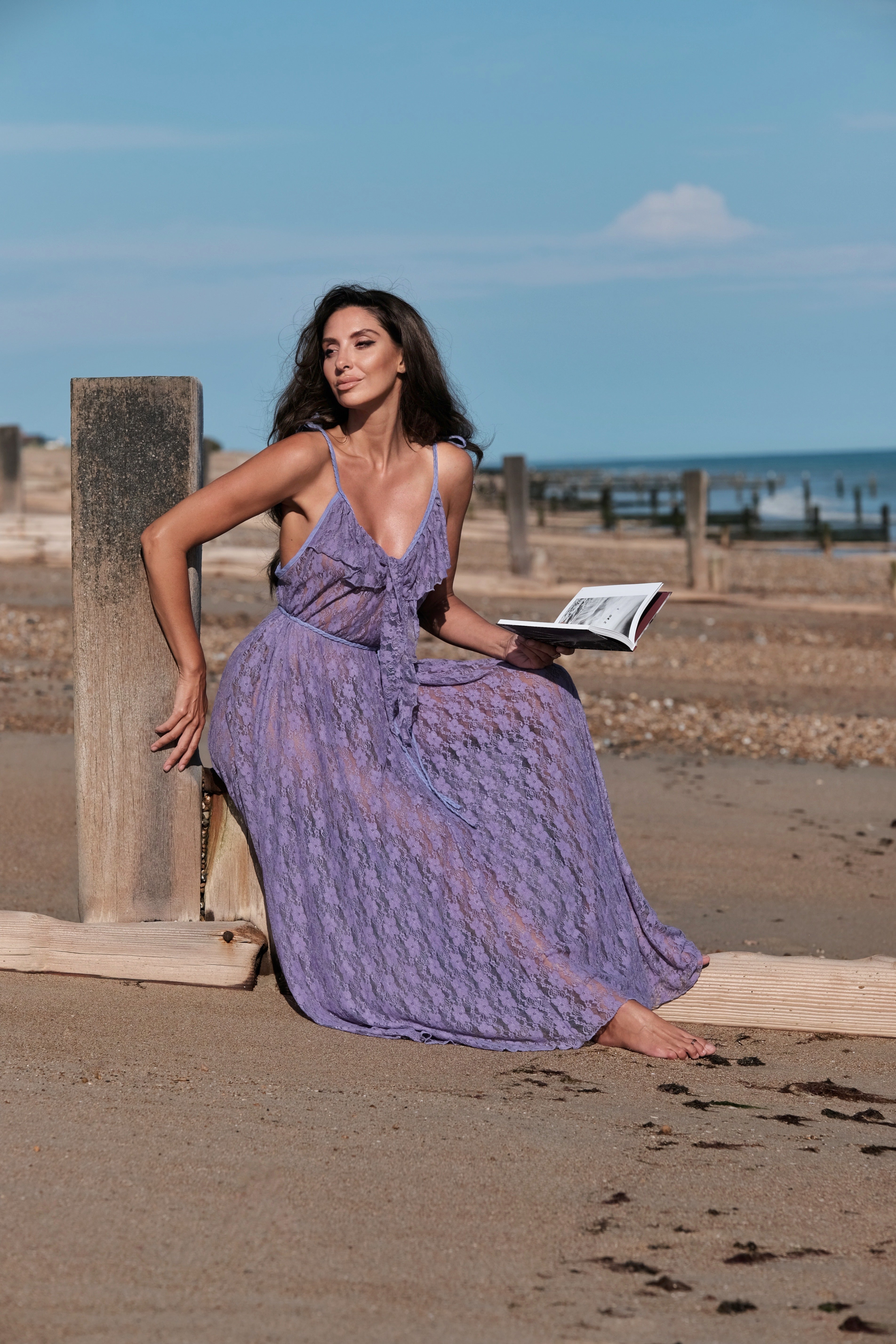 Delphi Maxi Dress in Periwinkle Purple Chantilly Lace