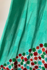 Medusa Harem Jumpsuit - Vintage Sari - Aqua Diamonds & Daisies - M/L