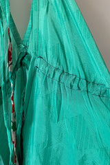 Medusa Harem Jumpsuit - Vintage Sari - Aqua Diamonds & Daisies - M/L