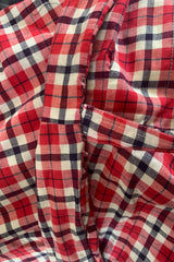 70's Vintage - Gingham Tea Dress - Cherry, White & Navy- Size XS