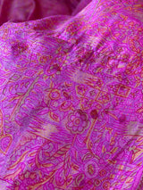 Siren Maxi Dress - Barbara Pink Paisley Maze - Vintage Indian Silk - M/L