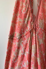 Medusa Harem Jumpsuit - Vintage Sari - Coral Pink Roses - L/XL