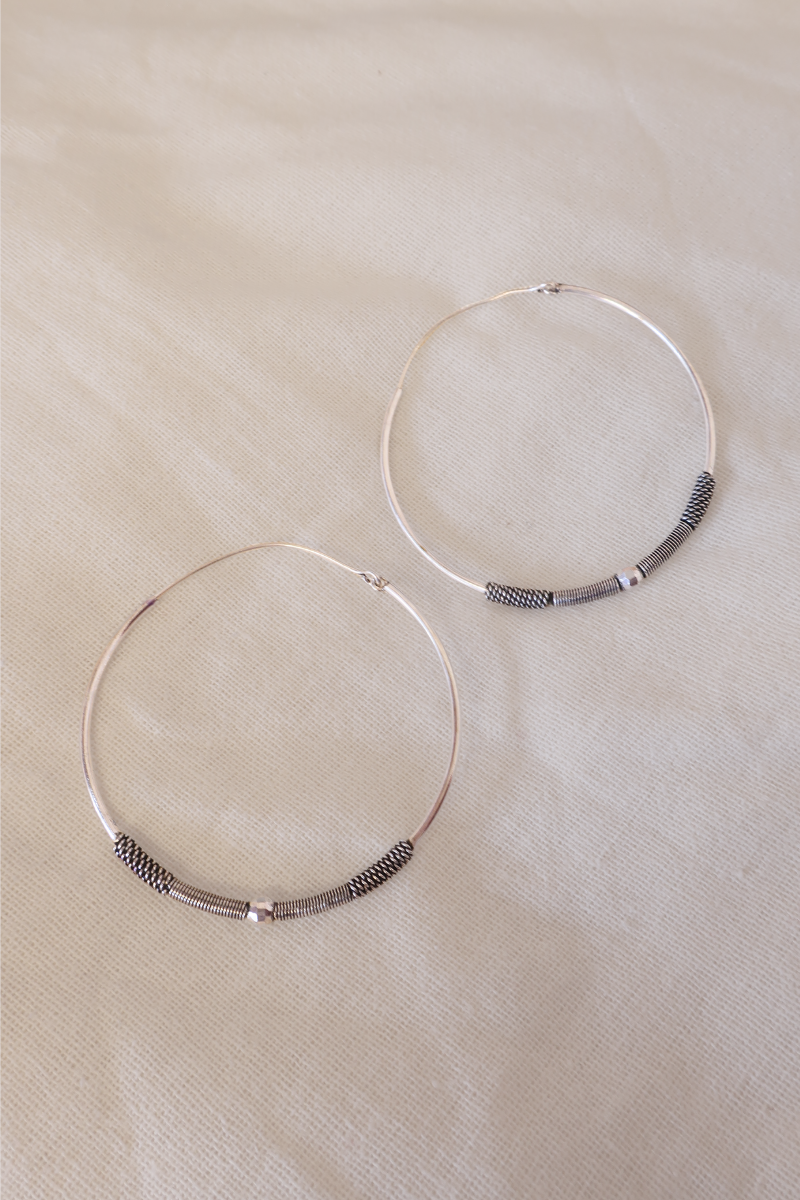 Industrial Hoop Earrings in Silver
