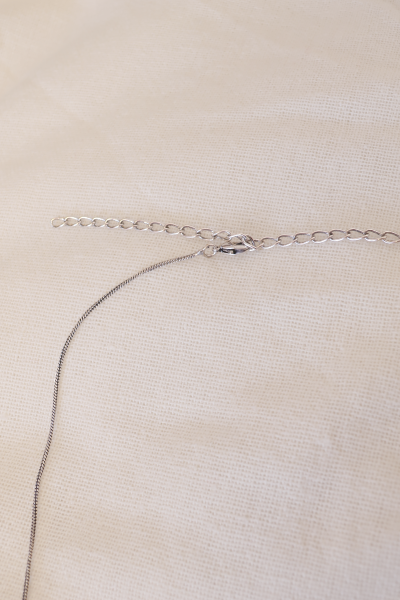 Iris Pendant Necklace in Silver with Rose Quartz