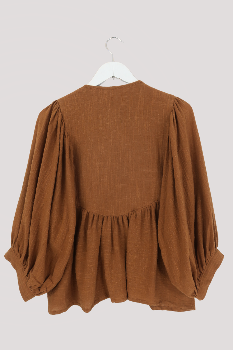 Iris Folk Smock Top in Tan by All About Audrey