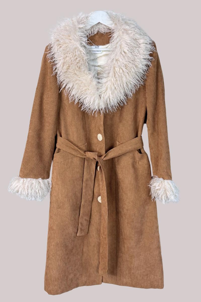 Janis Penny Lane Coat in Camel Brown Corduroy