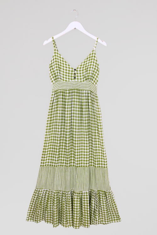 free people green gingham dress Green Gingham Cindy Mini Dress main image 1