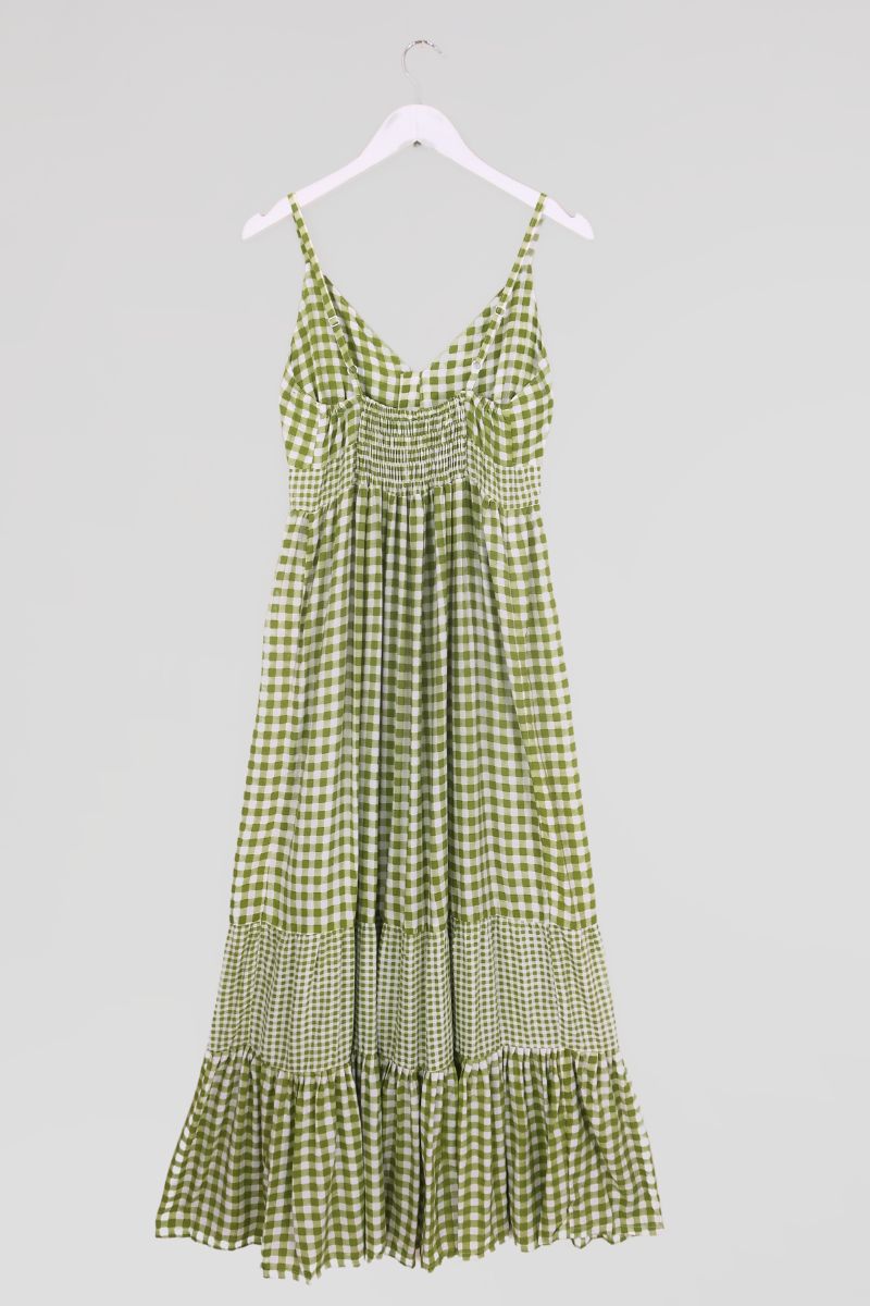 Jessie Maxi Dress in Apple Green Gingham by All About Audrey