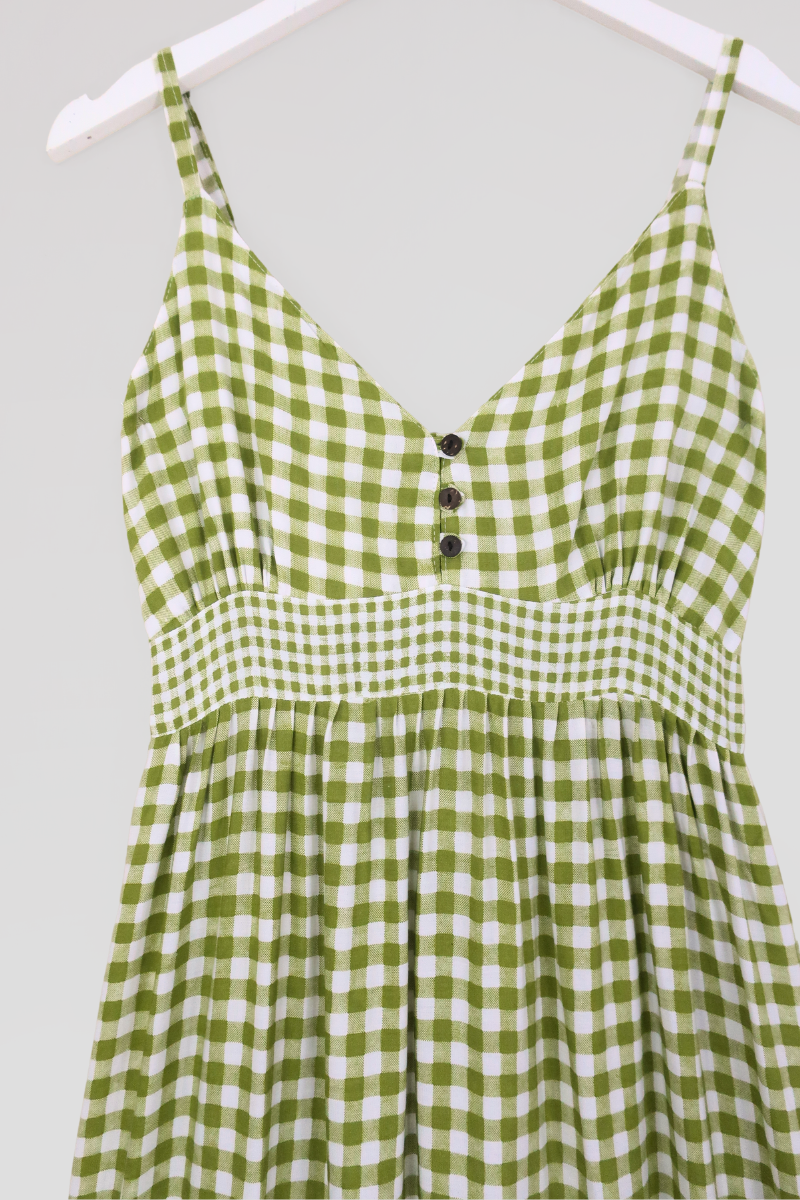 Jessie Maxi Dress in Apple Green Gingham by All About Audrey