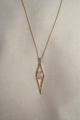 Iris Pendant Necklace in Gold with Rose Quartz