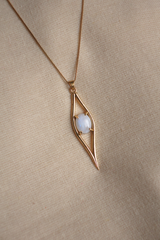 Iris Pendant Necklace in Gold with White Moonstone