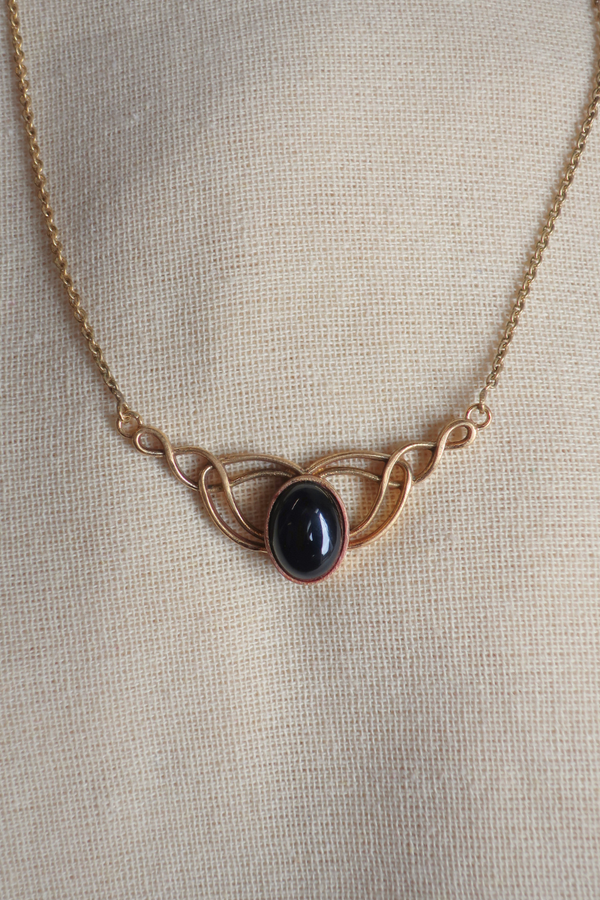 Diadem Necklace in Gold with Black Onyx