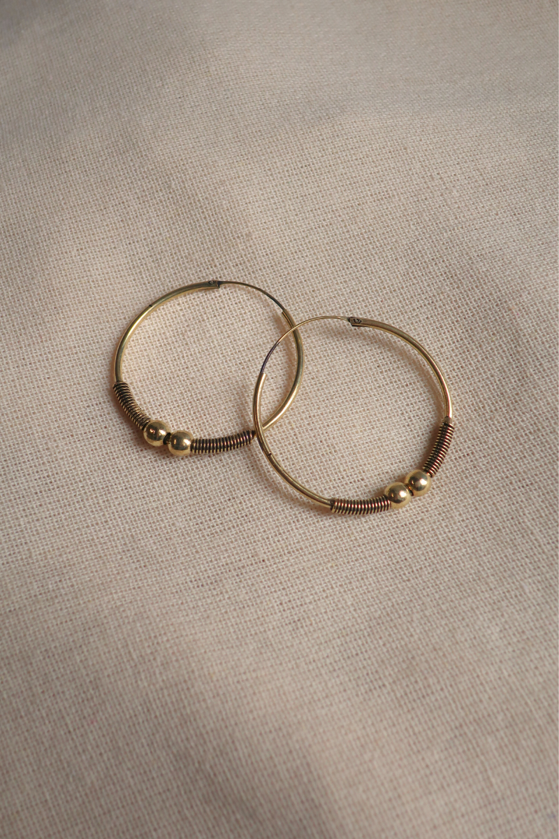 Beaded Hoop Earrings in Gold