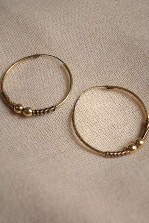Beaded Hoop Earrings in Gold