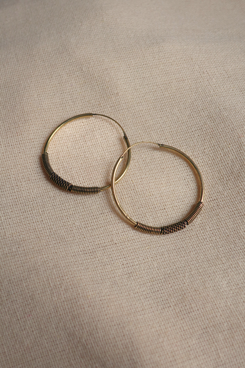 Rope Engraved Hoop Earrings in Gold