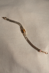 Thick Chain Bracelet in Gold with Tiger's Eye
