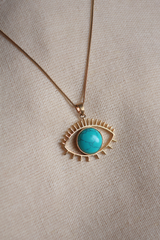 Medusa Pendant Necklace in Gold with Turquoise