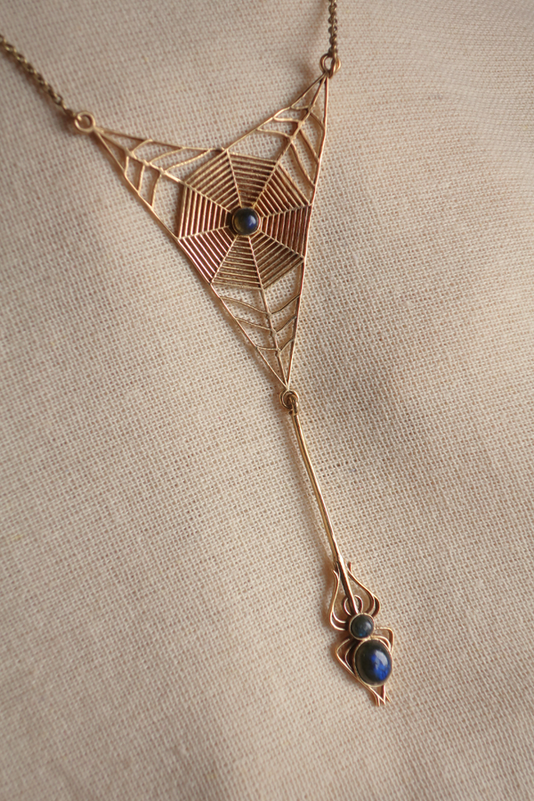 Arachne Necklace in Gold with Marbled Tourmaline