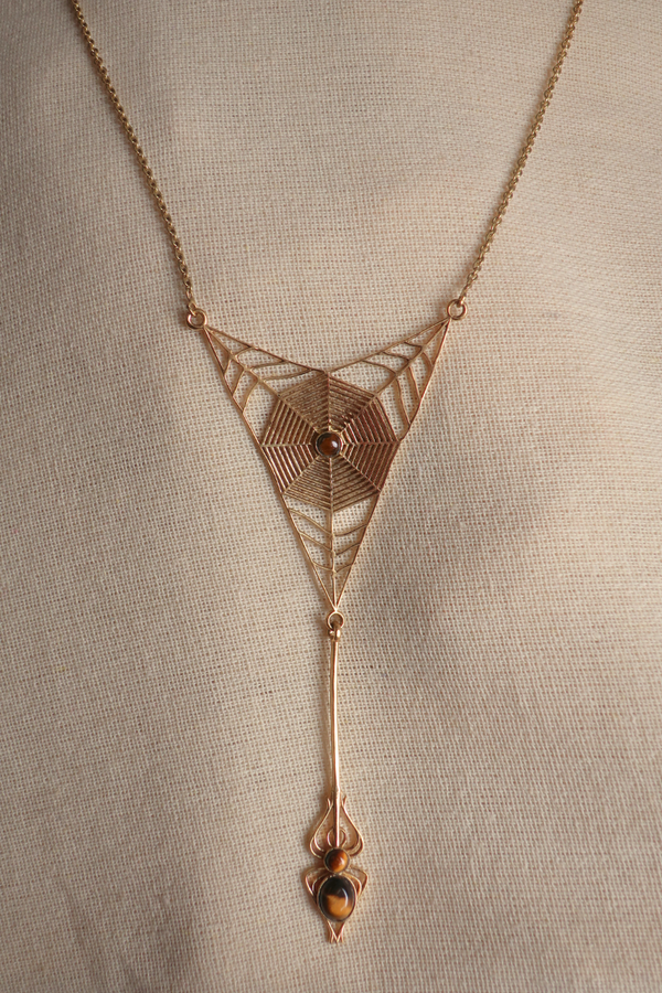 Arachne Necklace in Gold with Tiger's Eye