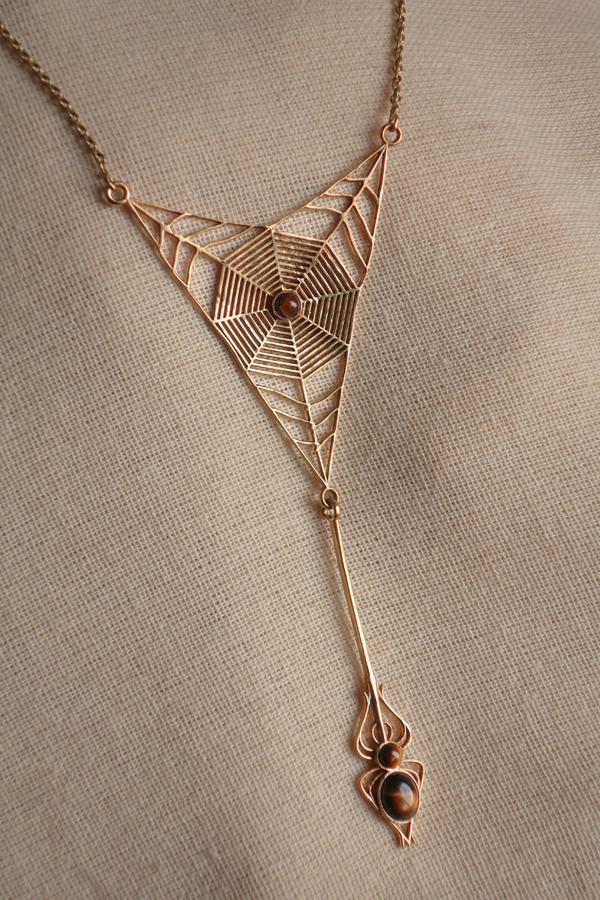 Arachne Necklace in Gold with Tiger's Eye