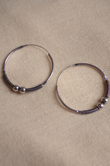 Beaded Hoop Earrings in Silver