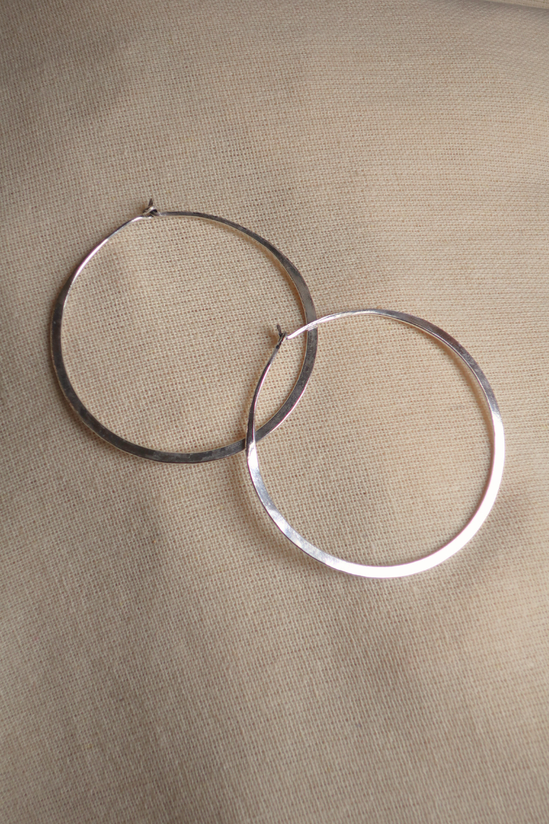 Extra Large Flat Hoop Earrings in Silver
