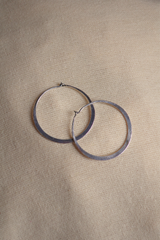 Large Flat Hoop Earrings in Silver