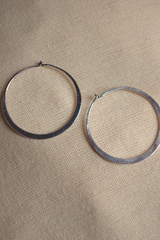 Large Flat Hoop Earrings in Silver