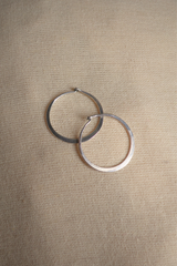 Small Flat Hoop Earrings in Silver