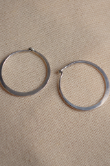 Small Flat Hoop Earrings in Silver