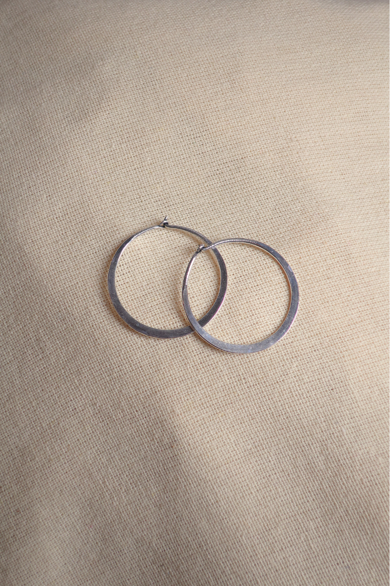Medium Flat Hoop Earrings in Silver