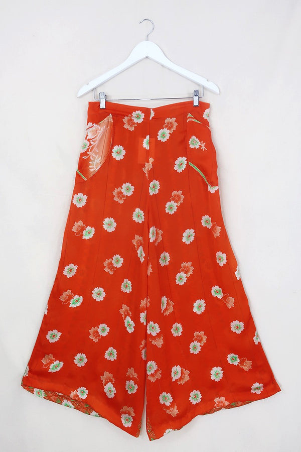 Joni High Waisted Flares - Vintage Sari - Orange Soda - Free Size L/XL by All About Audrey