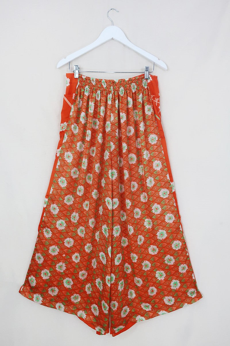 Joni High Waisted Flares - Vintage Sari - Orange Soda - Free Size L/XL by All About Audrey