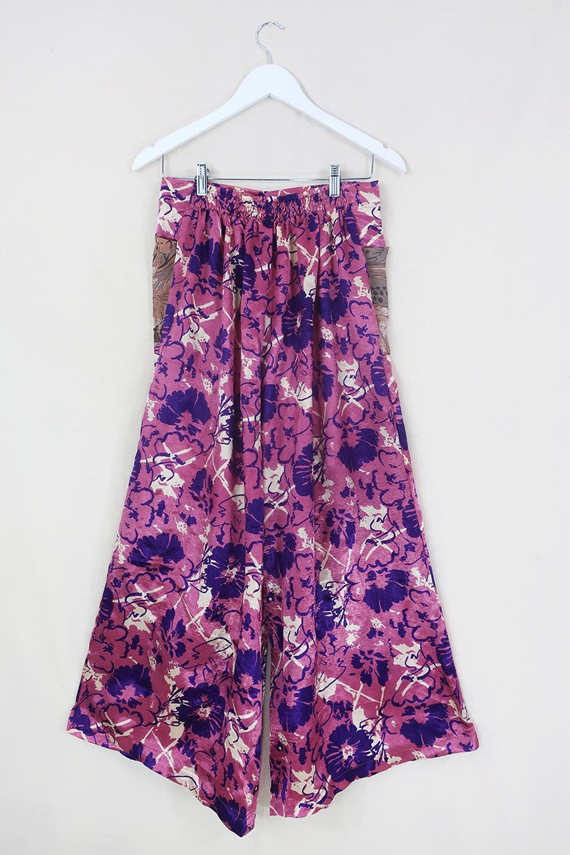 Joni High Waisted Flares - Vintage Sari - Deep Blush Shimmer - Free Size M/L by All About Audrey