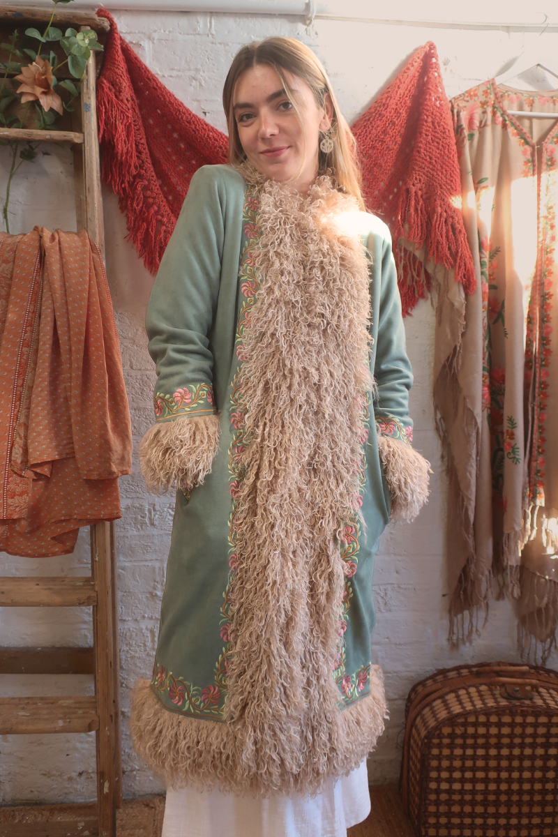 Fleetwood Embroidered Penny Lane Coat in Sara Green