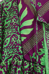 Jude Tunic Top - Pomegranate  & Lime Forest - Vintage Indian Sari - Size S