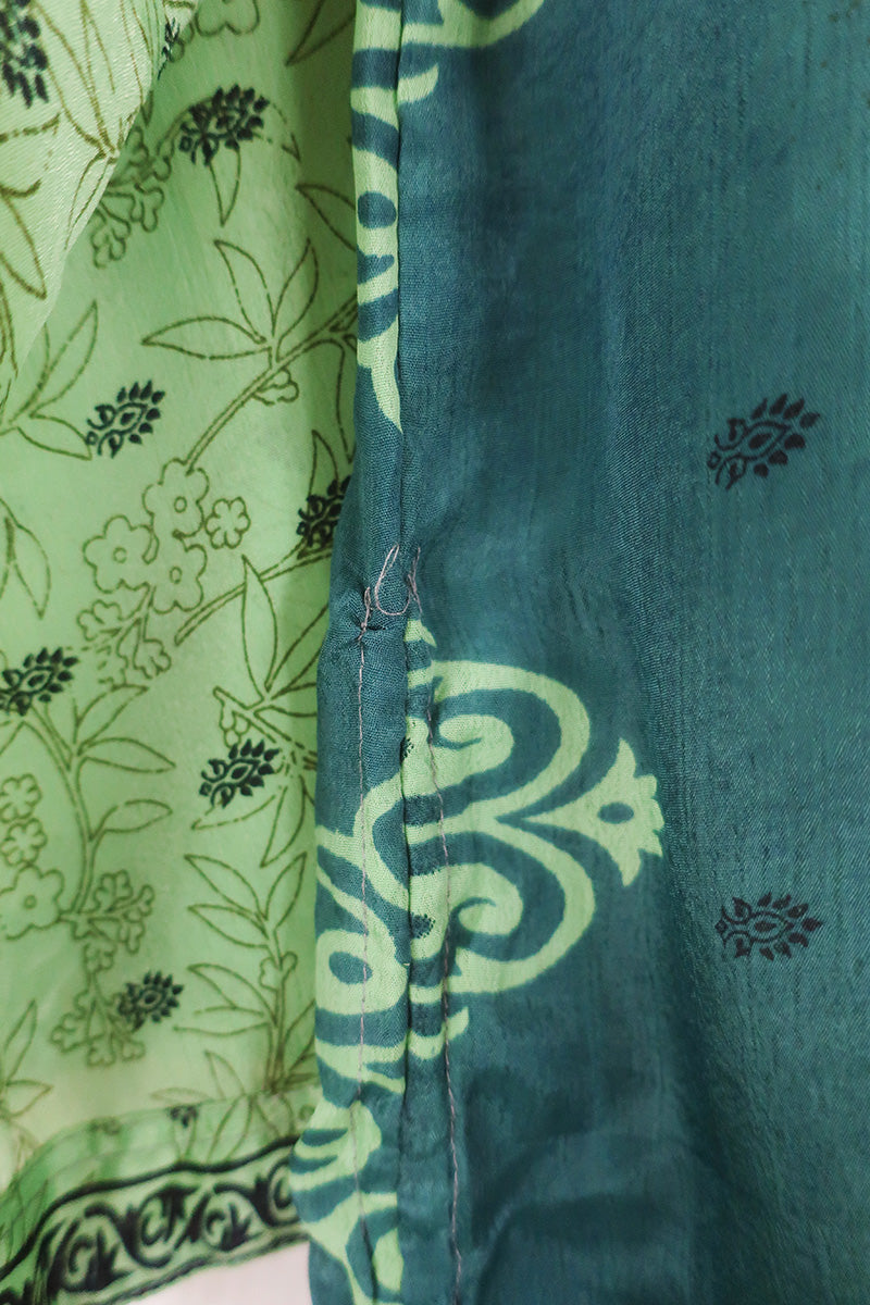 Jude Tunic Top - Sage & Sable Wildflower - Vintage Indian Sari - Size XS