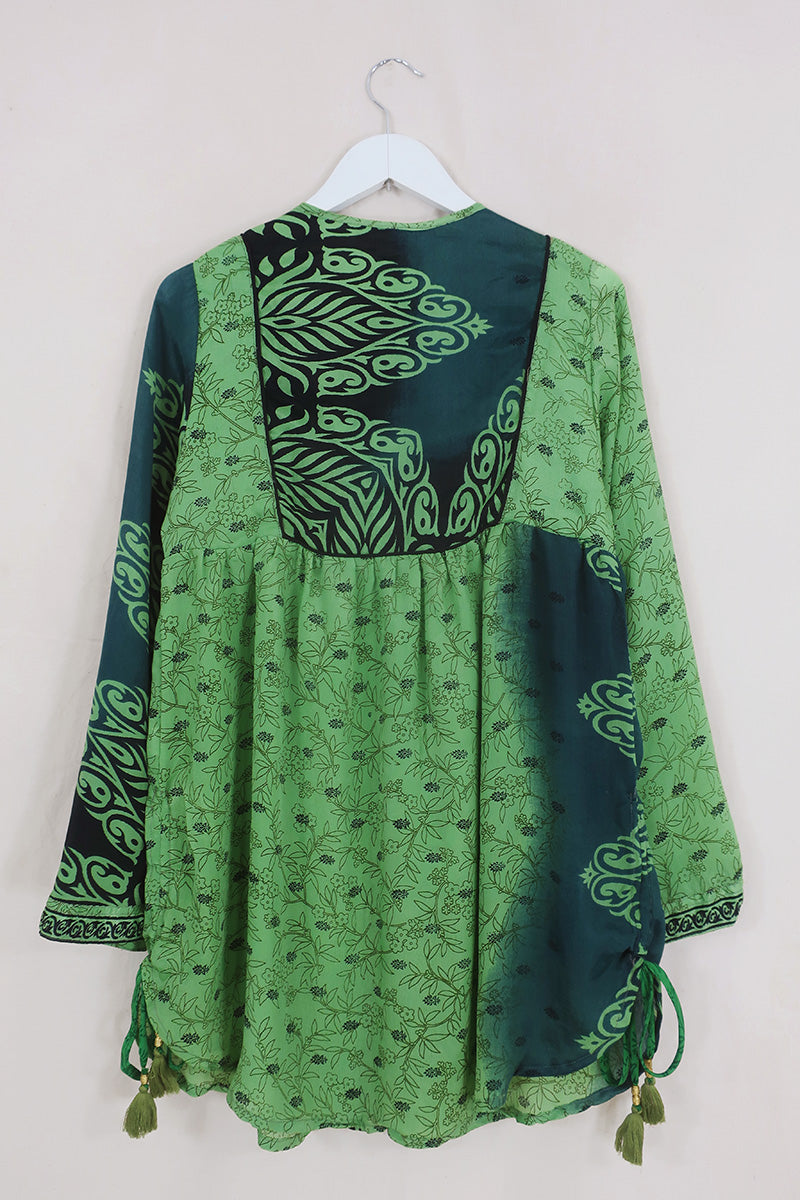 Jude Tunic Top - Sage & Sable Wildflower - Vintage Indian Sari - Size XS By All About Audrey