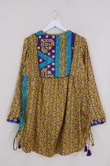 Jude Tunic Top - Violet & Gold Paisley Shimmer - Vintage Indian Sari - Size M/L by all about audrey