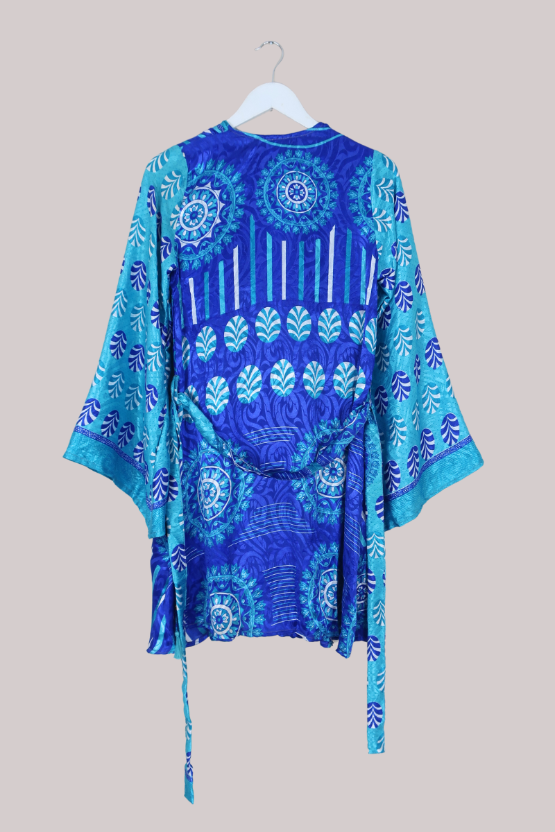 Karina Vintage Sari Jacket - Feeling Shades of Blue - Size S/M