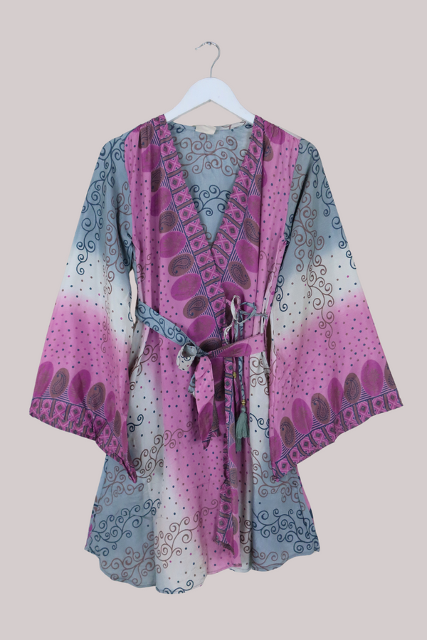 Karina Vintage Sari Jacket - Spirit Silver & Lilac - Size XS