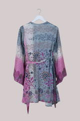 Karina Vintage Sari Jacket - Spirit Silver & Lilac - Size XS